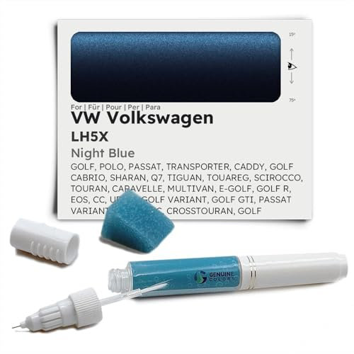 Genuine Colors Lackstift Night Blue LH5X für VW Volkswagen Blau Golf Polo Passat Transporter Caddy Cabrio Sharan Q7 TIGUAN Touareg Scirocco TOURAN CARAVELLE MULTIVAN E-Golf R EOS CC UP T5 Variant GTI