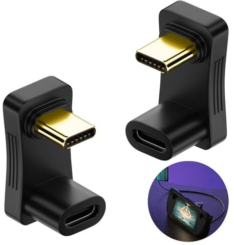 Domicubes 2PCS 180 Degree USB C Adapter, Type C Male to Female Power Data Video Adapter, U Shape, USB C Extender, Compatible with Laptop, Macbook, Steam Phone