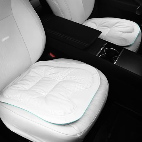 Ywooon Premium Nappa Leder Rear Sitzkissen Autositzschoner Atmungsaktiv, Anti Rutsch Auto Rear Sitzauflage Sitzkissen Sitzbezüge Universal für Auto, Bürostuhl (Weiß, 2 Stück)
