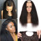 U Part Wig Human Hair Yaki Straight Wigs For Women 2x4 U Shape Kinky Traight Glueless Wig 24 inch Natural Black