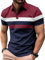 Comilaka Men's Polo Shirts Short Sleeve Casual Striped Shirts Contrast Color Patchwork Summer T Shirts Blue