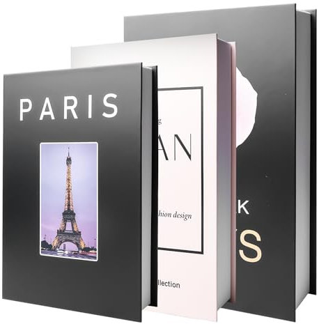 Faux Livre Decoration, 3 Pièces Livre Decoration d'intérieur Moderne Ensemble de Livres Décoratifs Faux Livre Boite de Rangement Livres Factices pour Salon Table Basse Étagères Bureau Noir et Brun