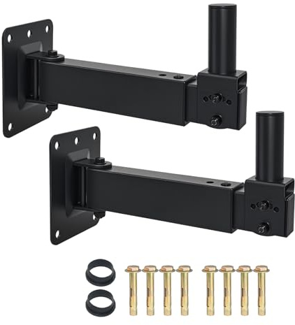 DAGCUXIN Speaker Wall Mount, Swivel and Tilt, Holds up to 100lbs, 2 Packs | Wall Speaker Mount Bracket for Pro Audio PA Speakers, Heavy Duty Steel, DX-329,Black