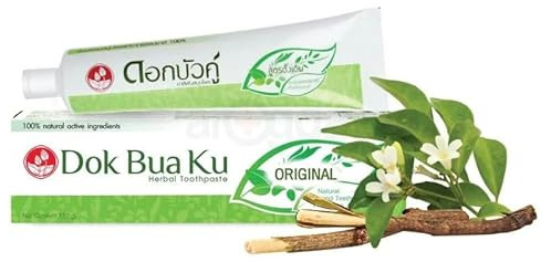 Dok Bua Ku Zahnpa Herbal Original – 100g – Natürliche Thailändische Zahnpasta mit Kräutern – Tägliche Pflege ohne Fluorid – Frischer Atem und gründliche Reinigung