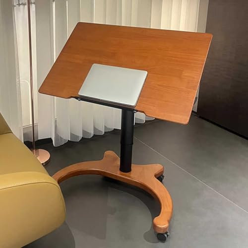 HARELA Escritorio Elevable de Pie Móvil, Mesa Escritorio Ordenador con Altura Ajustable, Mesa de Cama con Ruedas(80x55cm/31.5x21.7in)