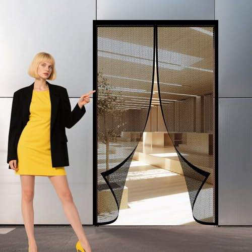 Zanzariera Magnetica Finestra 130 x 300 cm Zanzariera Porta Finestra Magnetica Chiusura Automatica Traspirante per Bambini e Animali Domestici, Nero