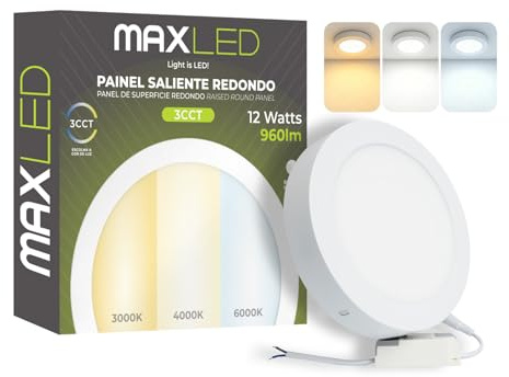 Maxled, Light is Led! 12W LED Deckenleuchte Flach Rund Decke Lampe Ø170mm Deckenlampe Panel 960lm Badlampe 3CCT 3000K-6000K Warmweiß Neutralweiß Kaltweiß Nicht Dimmbar 85V-265V Aluminium
