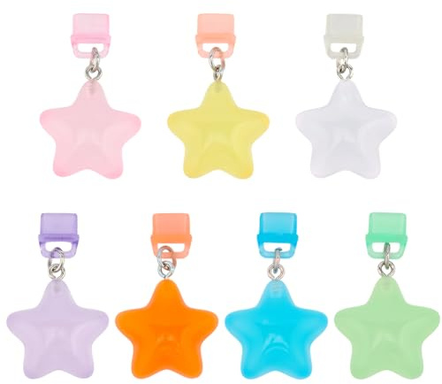 BEAMARKER 7 pieza de Abalorios para Tapón Antipolvo Tipo C, Abalorio para Puerto de Carga con Colgantes de Estrellas de Resina de Colores, Protector de Tapa de Puerto USB C de Plástico PVC para la May