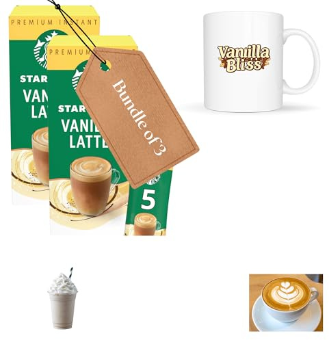 Vanilla Latte Instant Coffee Gift Set – 10 Sachets (2 x 5) + “Vanilla Bliss” Ceramic Mug – Creamy Café-Style Coffee Bundle for Home, Office & Gifting