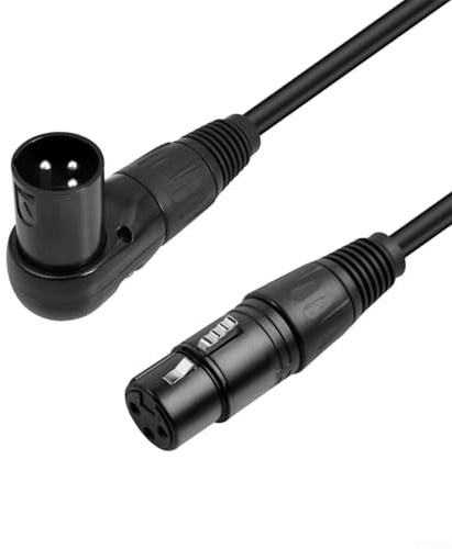 Câble audio XLR, 3 broches à angle droit mâle vers femelle, cordon blindé microphone 1,8 m, double blindage nickelé (30 cm)