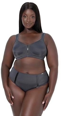 Ulla Popken Damen große Größen Übergrößen Plus Size Wellness-BH, Mikrofaser, ohne Bügel dunkelgrau 110F 812319102-110F