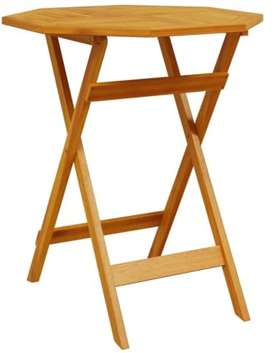 Jkghdrt Klapptisch Garten Akazie aus massivem Holz mit praktischem Klappdesign Ø70x75 cm