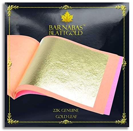 Barnabas Blattgold Goldblatt - 22 Karat echtes Gold [25 Blätter, 3,4 Zoll] - Lose Blätter für Malerei, Kunst und Handwerk