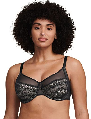 Chantelle Women's, REVELE MOI, Very Covering Underwired Bra, Women's lingerie, Black (Black 11), 34FF