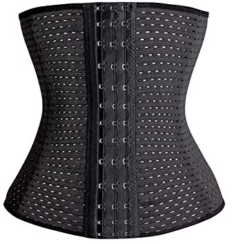 KSKshape Waist Trainer Corset for Weight Loss Breathable Shapewear Back Support Girdle Medium, Black-11 inches