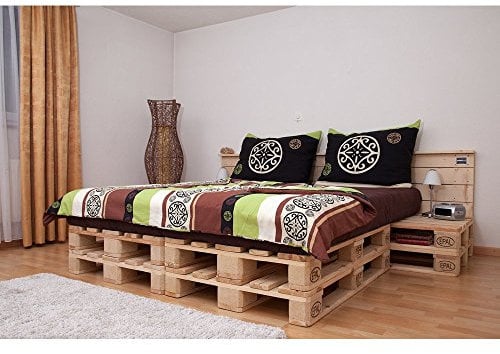 Schroth Home PALoma Palettenbett 160 x 200 – Euro Paletten Bett mit Kopfteil – Holz Palette geschliffen – Bett selber Bauen - kein lästiges Schleifen mehr