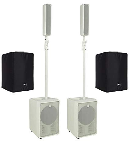 2x RCF J8 White Active Speaker System Column Array 1400W inc. Covers