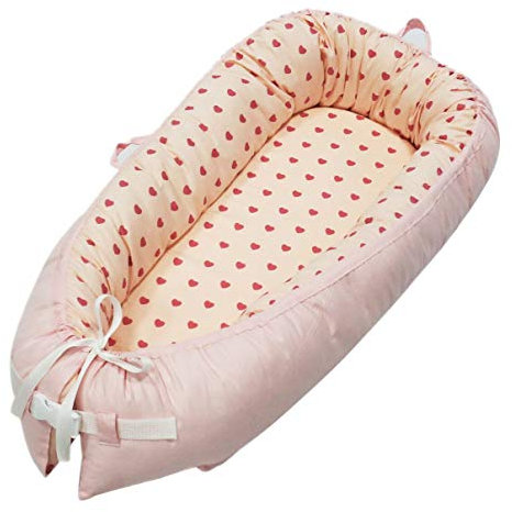 PB-SOAR 2-seitig 100% Baumwolle Babynest Nestchen Babybett Babykokon Reisebett Kuschelbett mit herausnehmbarer Matratze, multifunktionale Bettverkleinerung für Babys und Säuglinge (Muster 9)