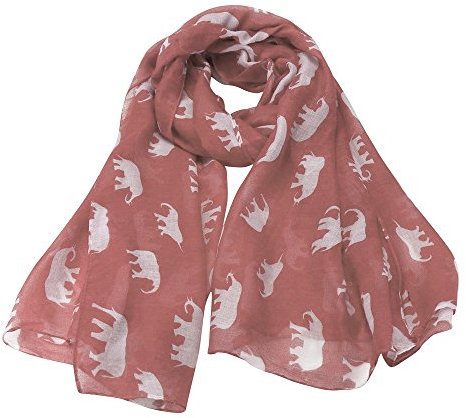 YEBIRAL Damen Süße Elefant Blumendruck Schals Super Weich Ganzjährig Frauen Halstuch(Einheitsgröße,Rosa)