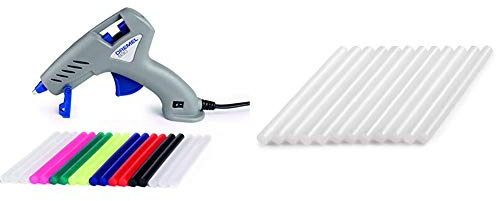DREMEL Hobby Glue Gun 930-18 Pistola Incollatrice (105/165°C), 18 Accessori & GG02, Bastoncini di colla stick multiuso, per basse temperature, ø 7 mm, Bianco