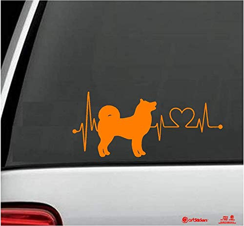 artstickers Autoaufkleber Akita Inu 20 cm für Autoliebhaber. Farbe: Orange. Aufkleber Hund Herzschlag Spilarts-Geschenkaufkleber, eingetragene Marke.