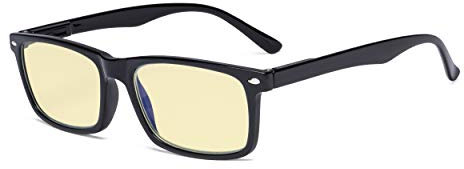 Eyekepper Blaulichtblockierung Lesebrille Herren Damen mit gelber Filtergläser - Comfort Computer Brille - Schwarz +2.00