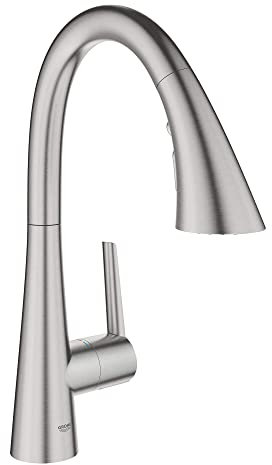 GROHE 30368DC2 Zedra Pull-Down Küchenarmatur mit Sprüher Supersteel (Edelstahl)