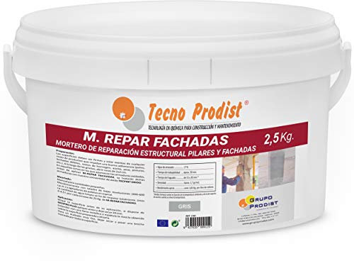 M-REPAR FASSADEN von Tecno Prodist - (2,5 Kg) - Struktureller Mörtel für die Reparatur von Fassaden, Gesimsen, Säulen. - Enthält Zement, Zuschlagstoffe und Spezialfasern.