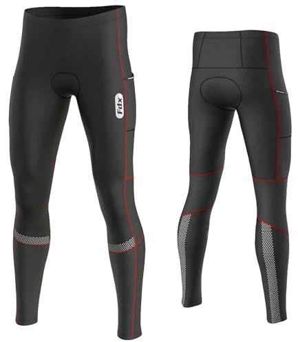 FDX Winter Thermo Radhose Herren All Day 3D Gel Pad Radhose, Black/Red,XXL