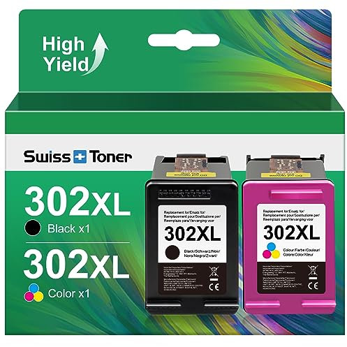 swiss toner 302XL 302 XL Patronen Kompatibel für HP 302 Druckerpatronen Multipack Schwarz und Farbe für HP Envy 4525 4520 Officejet 3831 5230 Deskjet 3630(2-Pack