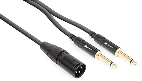 PD Connex CX56-1 Professional Audio Signal Cable - 1.5m Male XLR to Dual 6.3mm Mono Jack Leads, OFC Shielded with Metal Connectors & Cable Tie Included