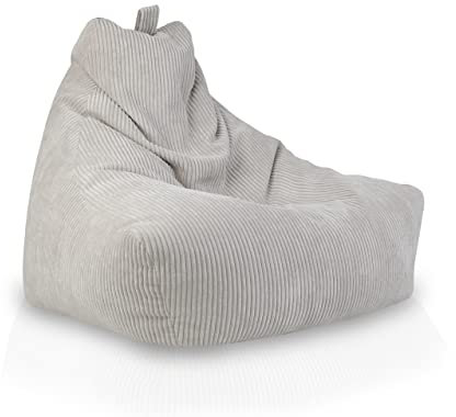 Ecopuf Keiko | Sitzsack Cord Sessel Größe S 75x75x70Cm Mit Füllung | Indoor Beanbag aus Velvet | Sitzsäcke für relaxtes Sitzen & Liegen | Sitzsack Sessel mit Griff und Kissen