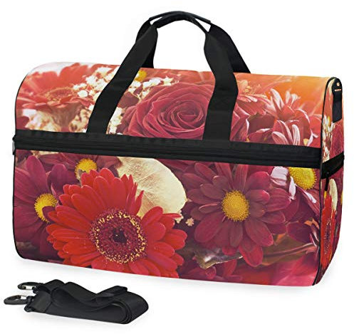 Montoj Vintage Blumenstrauß Übergroße Reisetasche aus Segeltuch