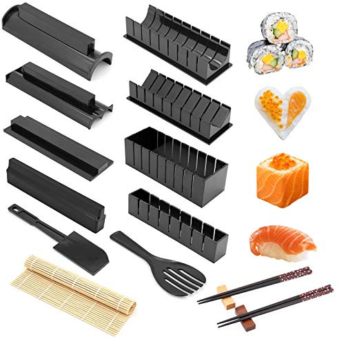 Gearific Sushi Making Kit, alles in einem Sushi-Set 16-teiliges Kunststoff-Sushi-Maker-Werkzeug mit 8 verschiedenen Formen von Sushi-Reisrollenform-Formen DIY Home Sushi-Werkzeuge