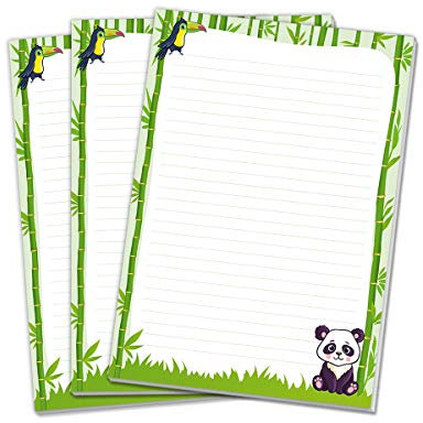 Blöcke Schreibblock mit Kindermotiv Panda (3 Blöcke mit je 25 Blätter in A4-Format)