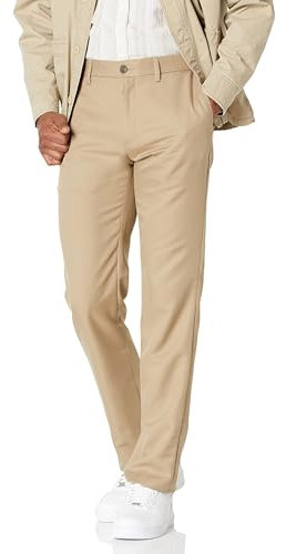 Amazon Essentials Men's Slim-Fit Flat-Front Dress Pant, Khaki Brown, 34W x 34L