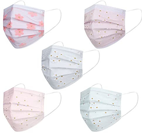 Qersh 50 Stück Erwachsene für Masken 𝐌𝐞𝐝𝐢𝐳𝐢𝐧𝐢𝐬𝐜𝐡𝐞𝐫𝗢𝗣 für Mundschutz Einweg 3-lagig Cartoon Druck Motiv Bunt Tücher Multifunktionstuch Bandana Atmungsaktiv Mund-Tuch (E7, Farbig )