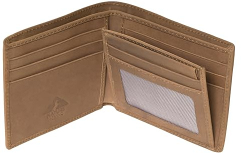 HEMING Portefeuille pour Homme en Cuir Marron avec Porte-Cartes Cadeaux, Petit Portefeuille et Porte-Cartes Cadeaux