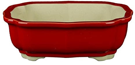 Ovale Bonsaischale aus rot glasiertem Steinzeug 14x9,5x4,5 cm - A11
