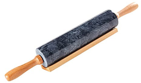 Marble Rolling Pin for Roller for Baking, Pastry, Pizza ,Easy Clean,Non-Stick Dough Roller (Color : Black, Size : 17.7in*2.4in)