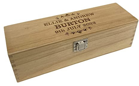 Personalised Single Wooden Wine/Champagne Gift Box - Birthday Celebration Gift