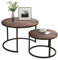 HOJINLINERO Black Round Coffee Table Set of 2 Side Table for Living Room,Industrial Stacking End Tables,Wood Look Accent Furniture with Metal Frame for Bedroom Decorations