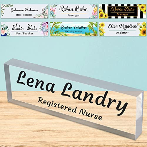 Escritorio Placa de Nombre Personalizado de acrílico Bloque de señal de Nombre para escritorios de Oficina Personalizada Placa de Escritorio Apreciación Decoración Regalo-8x2.5inch
