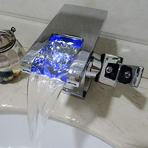 LED Wasserhahn Wasserfall Waschbecken Waschtisch Wasserhahn Farbwechsel Licht emittierender Wasserhahn, Waschbecken Wasserhahn, Wasserhahn für den Nachtgebrauch
