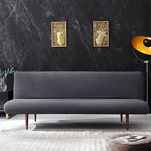 Hiseng Sofabezug 3 Sitzer Ohne Armlehne, Moderner Druck Clic Clac Sofahusse Stretch Schutzhülle Protector Bettcouch Schonbezug Couch überzug Sofabettüberzug (L:180-200cm,Grau)