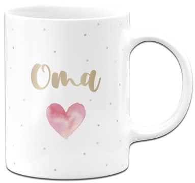Tassenbrennerei Tasse Oma mit Herz - Kaffeetasse als Geschenk für die Allerbeste Großmutter der Welt (Oma - Weiß)
