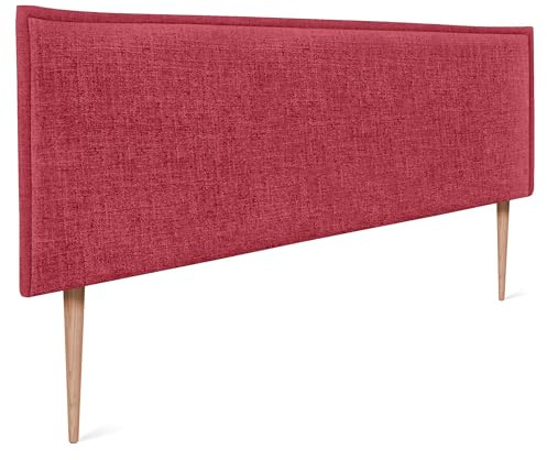 DHOME Plain Natural Leinen Kopfteil mit Einfassung gepolstertes Kopfteil Bett Modernes Schlafzimmer TOP Trending (Rot, 160x105cm Mit Füßen (Betten 150/160))
