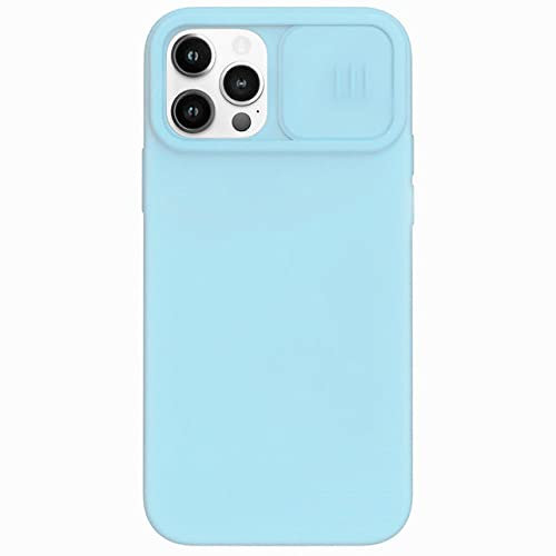 Slide Camera Protection Liquid Silicone Phone Case for iPhone 13 Pro Max 12 Mini 11 XS Max XR X 8 7 Plus SE 2 Push Window Cover, Mint Blue, for iPhone 11