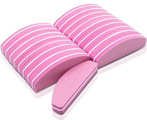 20 Taco Pulidor Uñas, Pulidor de Uñas para Uñas Acrílicas de Gel Natural, Esponja de Grano 100/180, Pulidor Uñas, Herramientas de Manicura Rosa