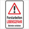 INDIGOS UG - Aluverbundplatte Schilder 3mm - Sicherheit - Achtung - Forstarbeiten - Lebensgefahr - 200x150 mm - Hotel, Firma, Schutz, KITA, Arzt, Praxis, Wohnung